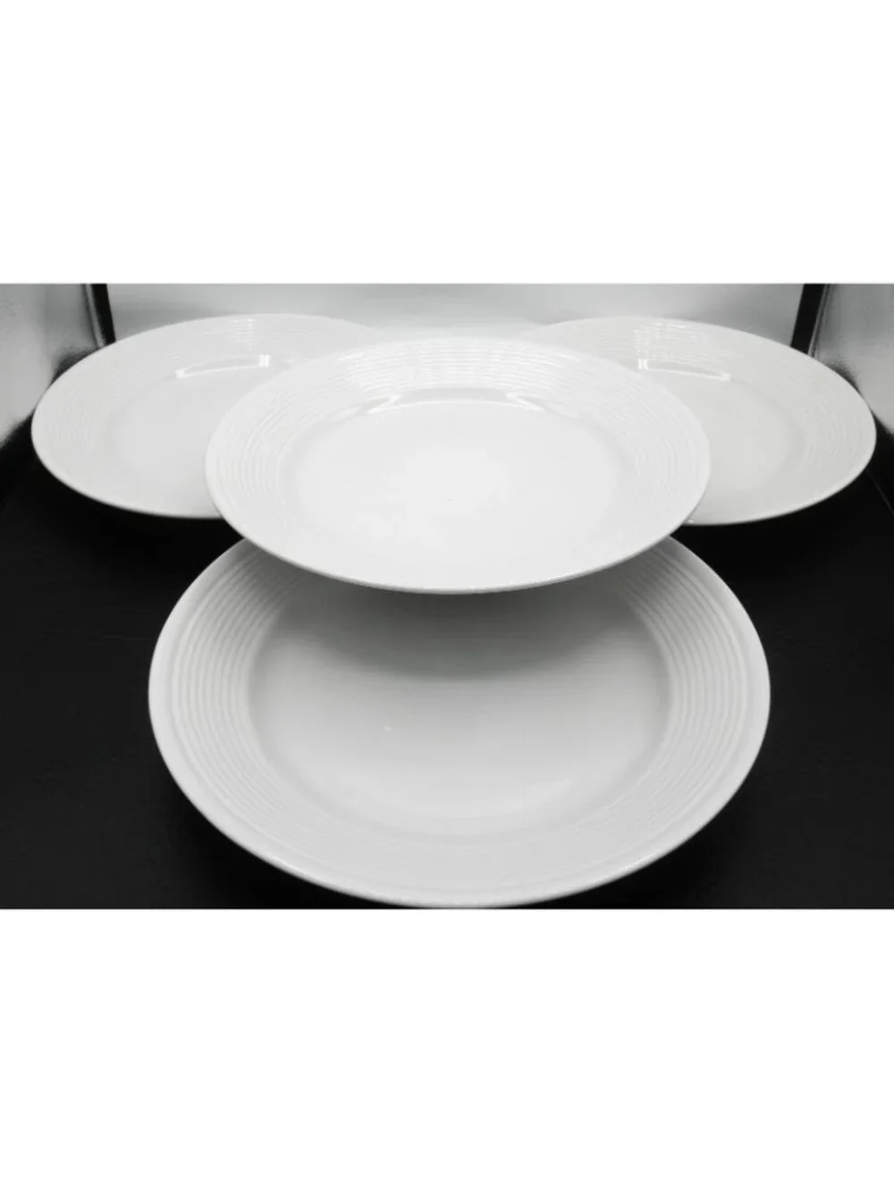 MSY19 by Mainstays 11.25 Inch Dinner Plates Set of 4 White Raised Ring on Rim
